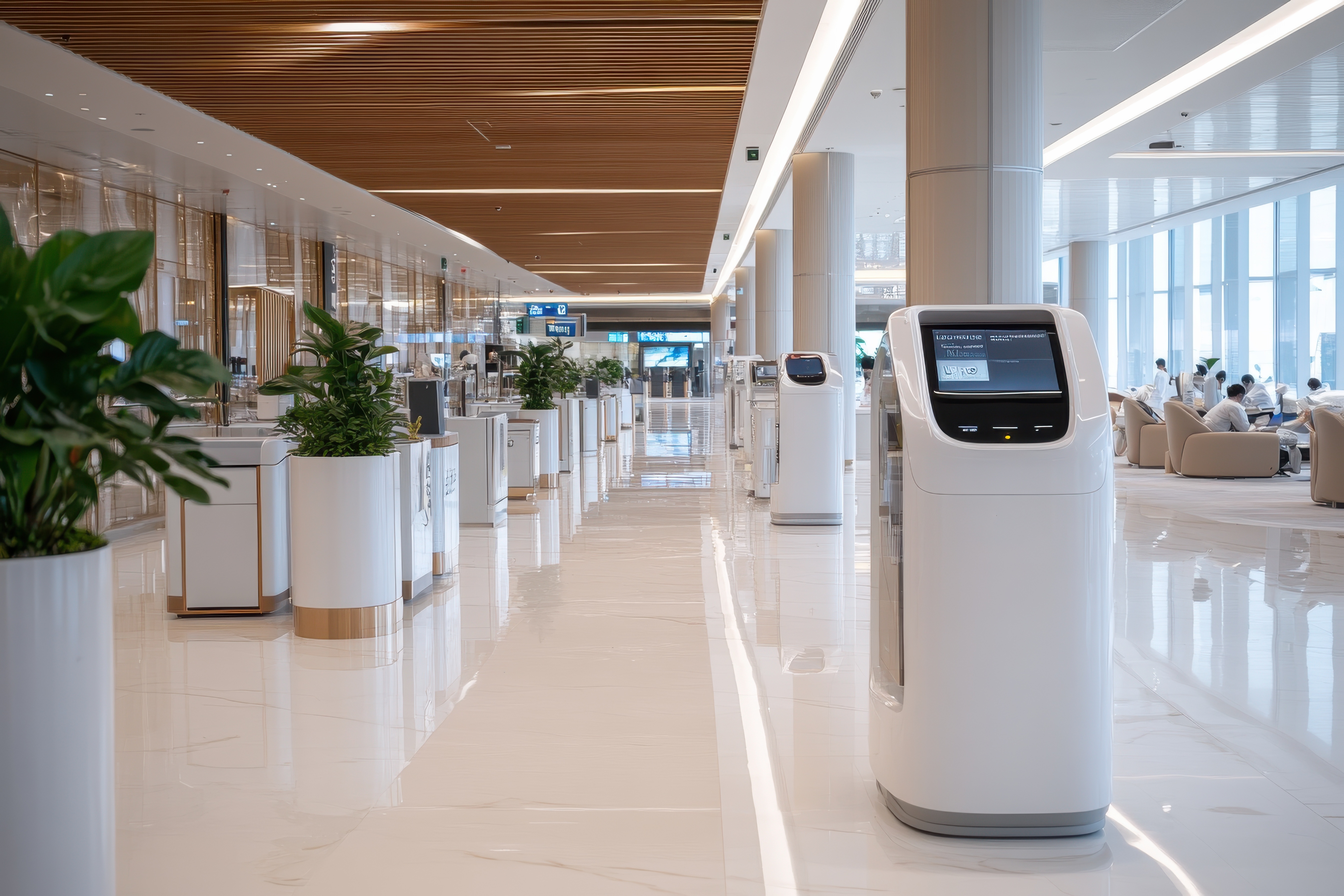 airport terminal featuring planter wayfinding design