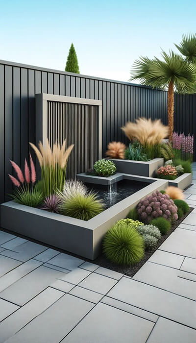 contrasting tall and short planters