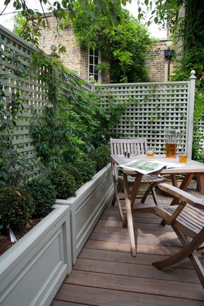 planters alongside trellises