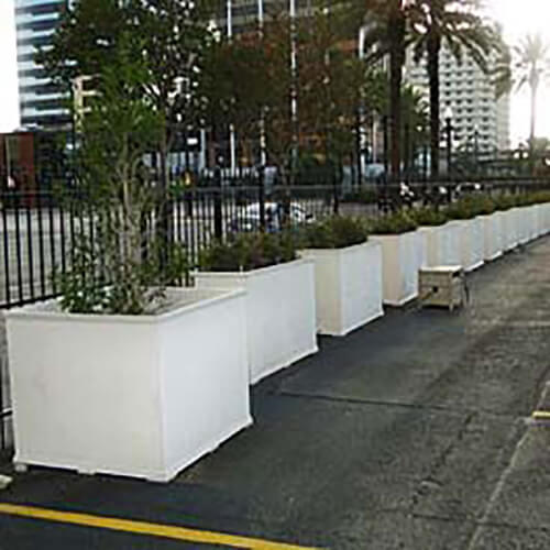 planters throughout the area