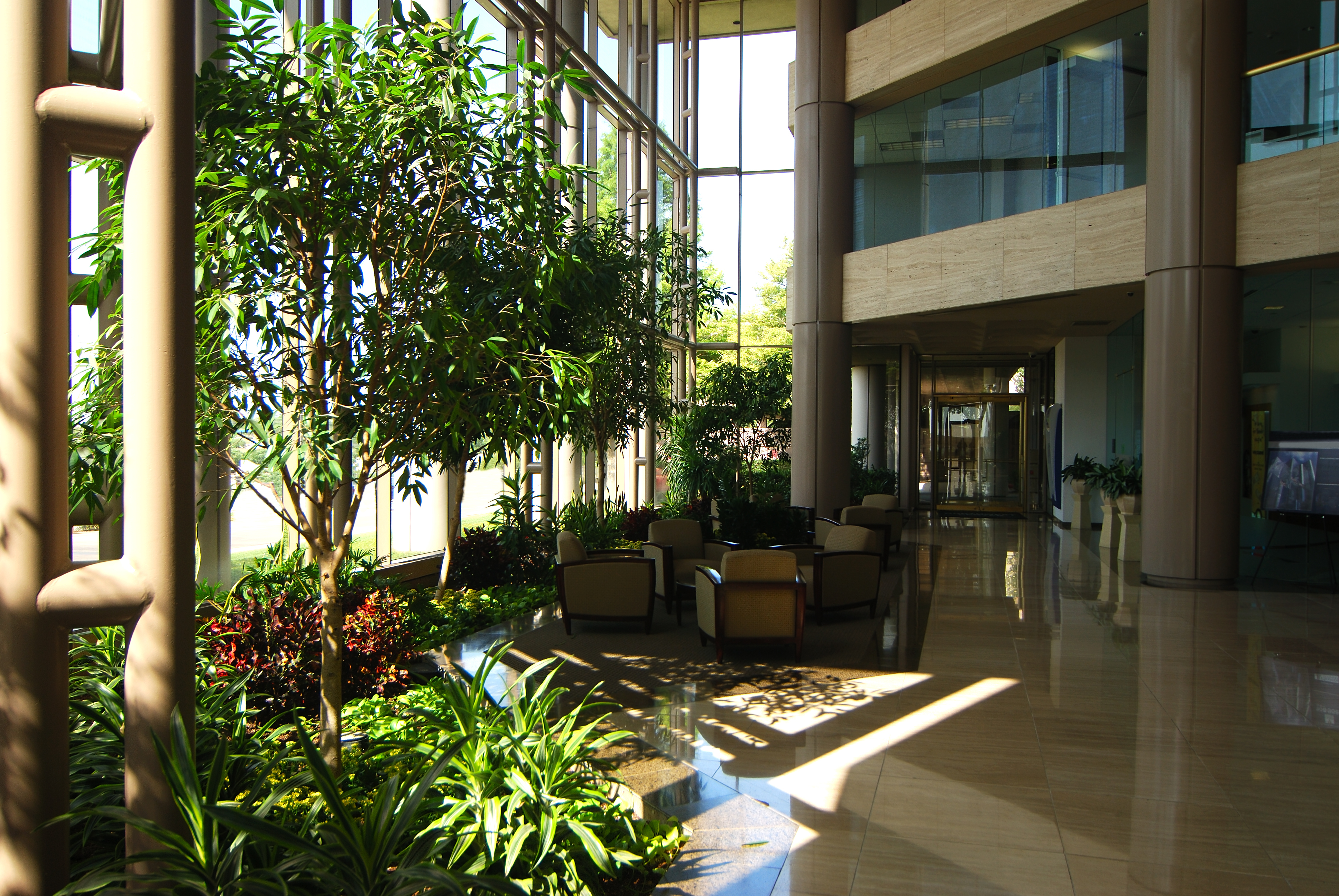 Reception foyer of a modern office building.